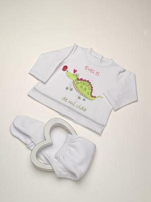 Conjunto Camiseta bebé batista básica dragón + pelele