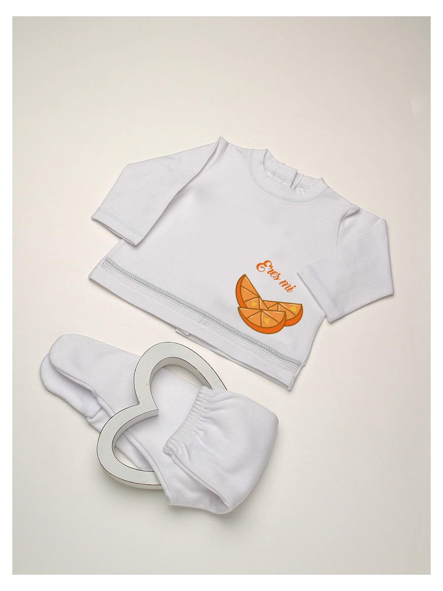 Conjunto Camiseta bebé batista básica naranja + pelele
